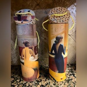 2 art decor wine/liquor bottle gift boxes